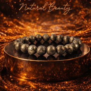 Varad Mudra Pyrite Bracelet for Wealth and Protection – Natural Pyrite Crystal Beaded Bracelet for Men and Women