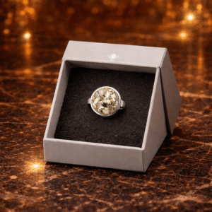 Varad Mudra Pyrite Circle Ring Pendant Combo with Adjustable Ring and Natural Pyrite Circle Pendant Without Chain for Wealth and Protection