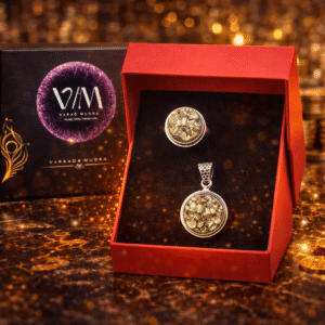 Varad Mudra Pyrite Circle Ring Pendant Combo with Adjustable Ring and Natural Pyrite Circle Pendant Without Chain for Wealth and Protection