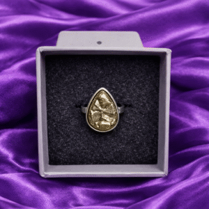 Natural Pyrite Drop Shape Ring for Wealth and Confidence by Varad Mudra