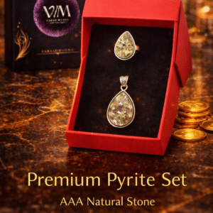 Varad Mudra Pyrite Drop Ring Pendant Combo for Wealth and Protection – Adjustable Ring with Natural Pyrite Drop Pendant Without Chain