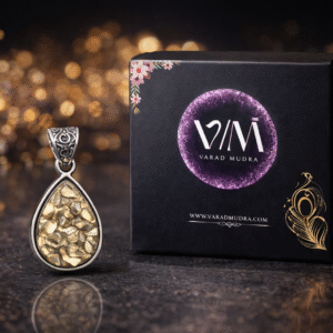 Varad Mudra Pyrite Drop Shape Pendant for Wealth, Protection and Confidence – Natural Crystal Pendant Without Chain for Men and Women