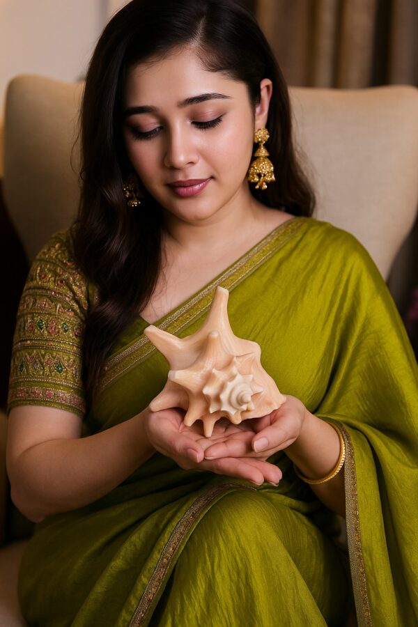 VaradMudra Bhama Queen Conch Shell – Natural Sacred Shankh for Puja and Vastu