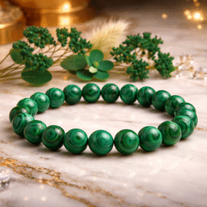 Varad Mudra Malachite Bracelet for Protection, Transformation and Positive Energy – Natural Green Crystal Bracelet for Men and Women