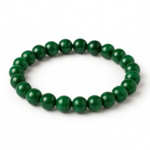 VaradMudra Natural Malachite Bracelet with Polished Green Healing Crystal Beads