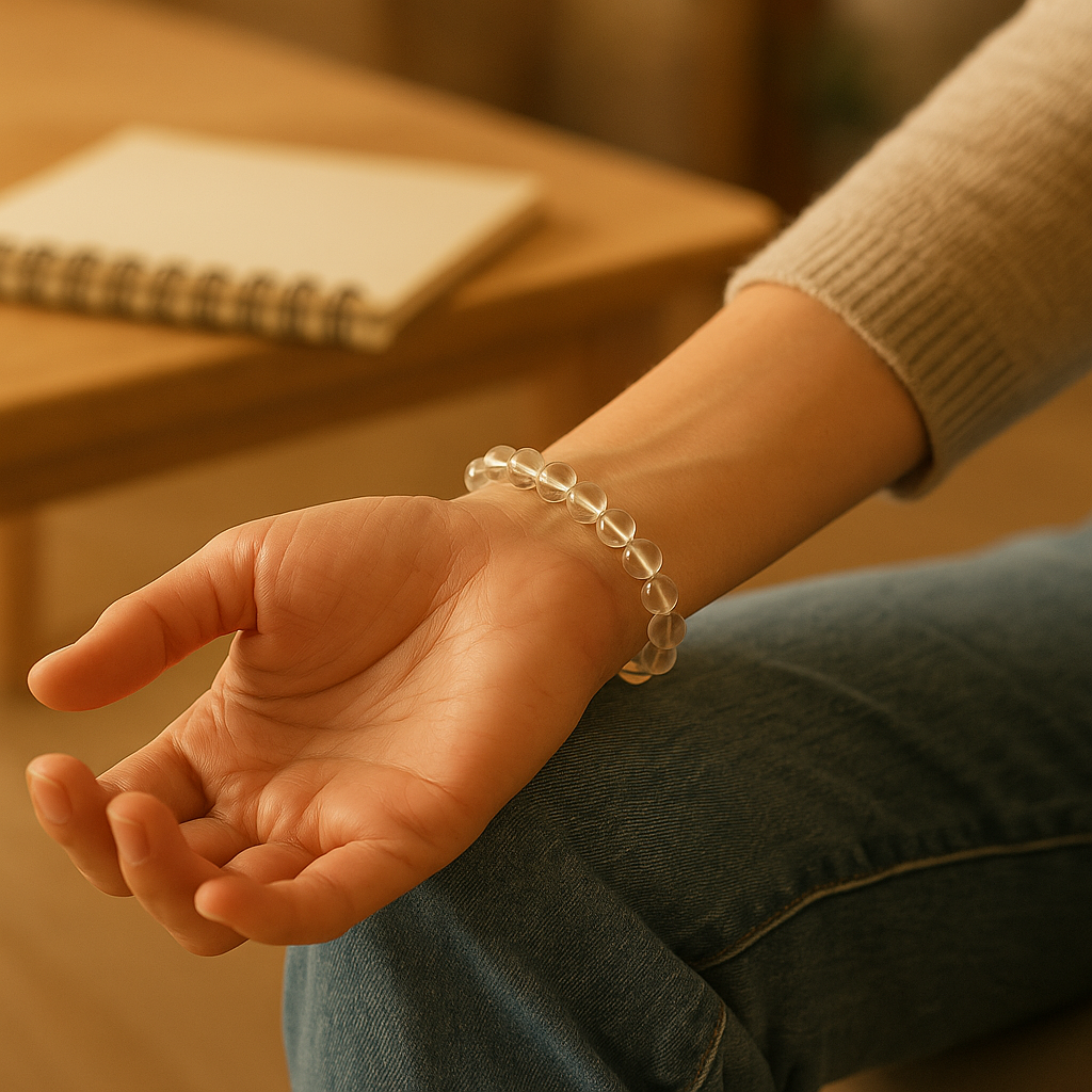 Unisex Clear Quartz Bracelet suitable for both men and women.