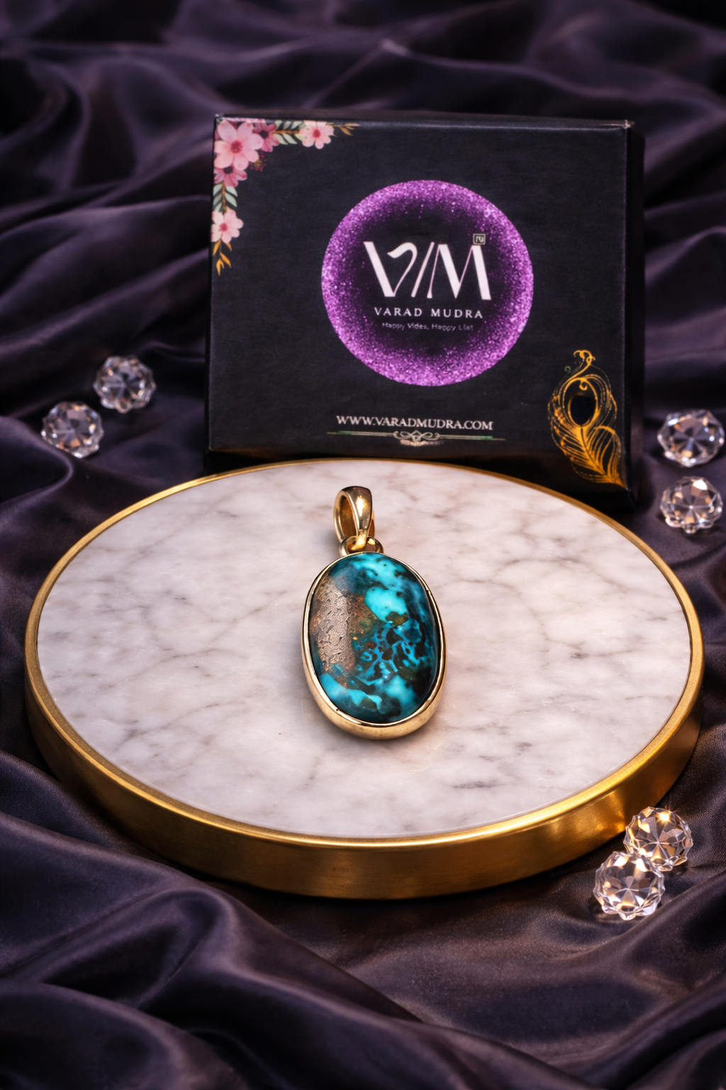 Firoza Turquoise Pendant in 925 Silver natural turquoise gemstone pendant Varad Mudra