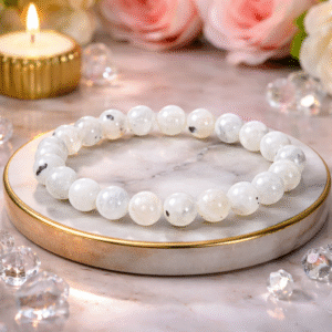 Varad Mudra Moonstone Bracelet for Intuition, Emotional Balance and Positive Energy – Natural Crystal Bracelet for Men and Women
