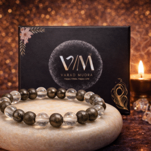 Pyrite & Clear Quartz Bracelet natural crystal bracelet for wealth protection Varad Mudra