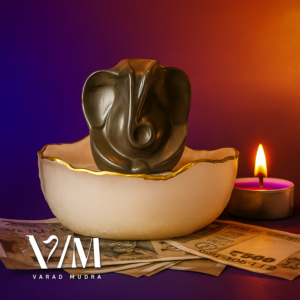 Beautiful Ganesha with Money Bowl idol for wealth and prosperity
