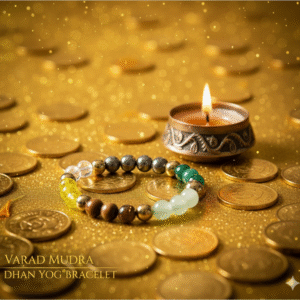 Energized Varad Mudra Dhan Yog Bracelet made with natural crystals for wealth, success, and prosperity attraction