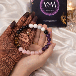 Love & Marriage Bracelet 5 Crystal Bracelet Rose Quartz Amethyst Tiger Eye Howlite Black Obsidian Varad Mudra