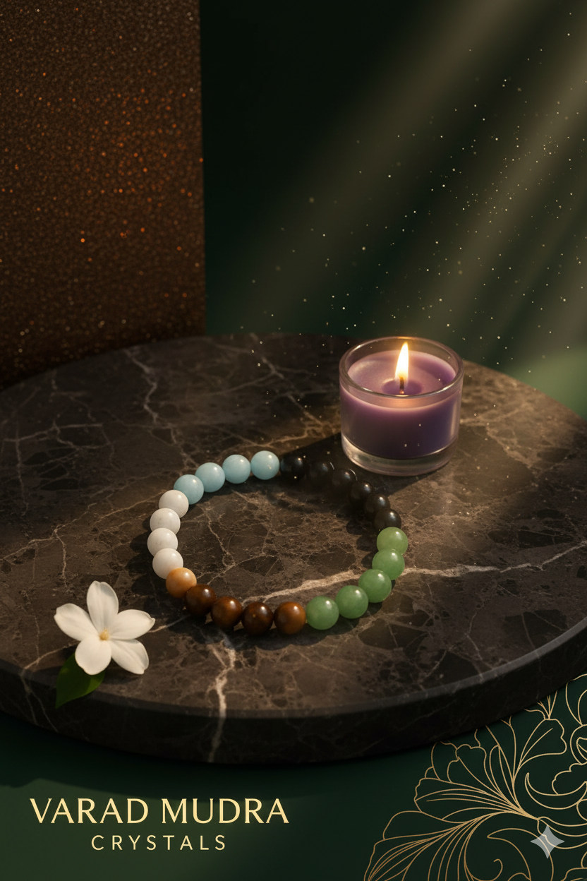 Varad Mudra Success & Serenity Bracelet – Natural Healing Crystal Bracelet for Success, Peace & Protection