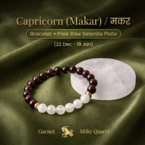 Capricorn Garnet Clear Quartz Bracelet for Makar Rashi by Varad Mudra