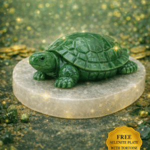 Varad Mudra Green Aventurine Tortoise with Free Selenite Plate