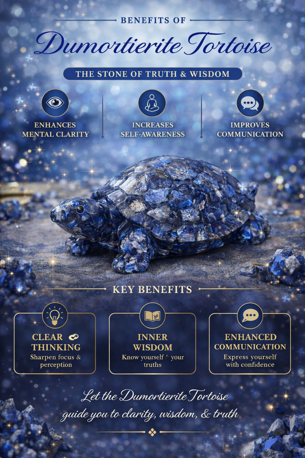 Lapis Lazuli Tortoise Crystal for Wisdom Protection and Vastu Healing