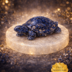 Lapis Lazuli Tortoise with Free Selenite Charging Plate for Wisdom, Protection & Energy Cleansing