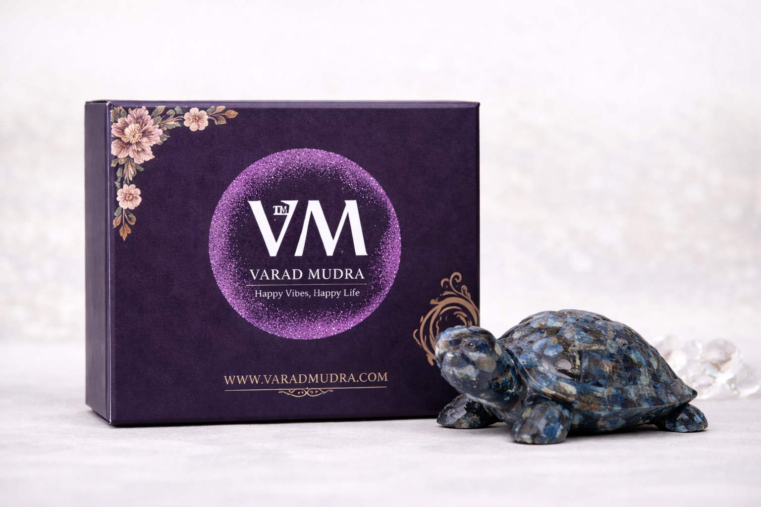 Lapis Lazuli Tortoise with Free Selenite Charging Plate for Wisdom, Protection & Energy Cleansing - Image 3