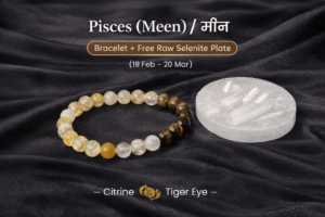 Pisces Citrine Clear Quartz Tiger Eye Bracelet for Meen Rashi | Varad Mudra
