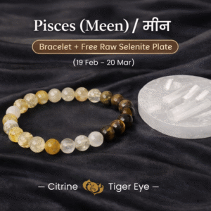 Pisces Citrine Clear Quartz Tiger Eye Bracelet for Meen Rashi by Varad Mudra