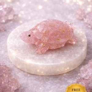 Varad Mudra Rose Quartz Tortoise with Free Selenite Plate
