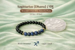 Sagittarius Black Obsidian Lapis Lazuli Bracelet for Dhanu Rashi | Varad Mudra