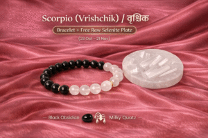 Scorpio Black Obsidian Clear Quartz Bracelet for Vrishchik Rashi | Varad Mudra