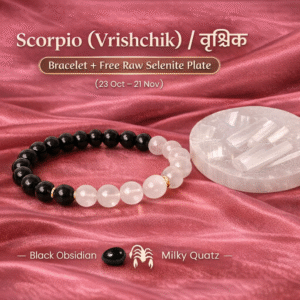Scorpio Black Obsidian Clear Quartz Bracelet for Vrishchik Rashi by Varad Mudra