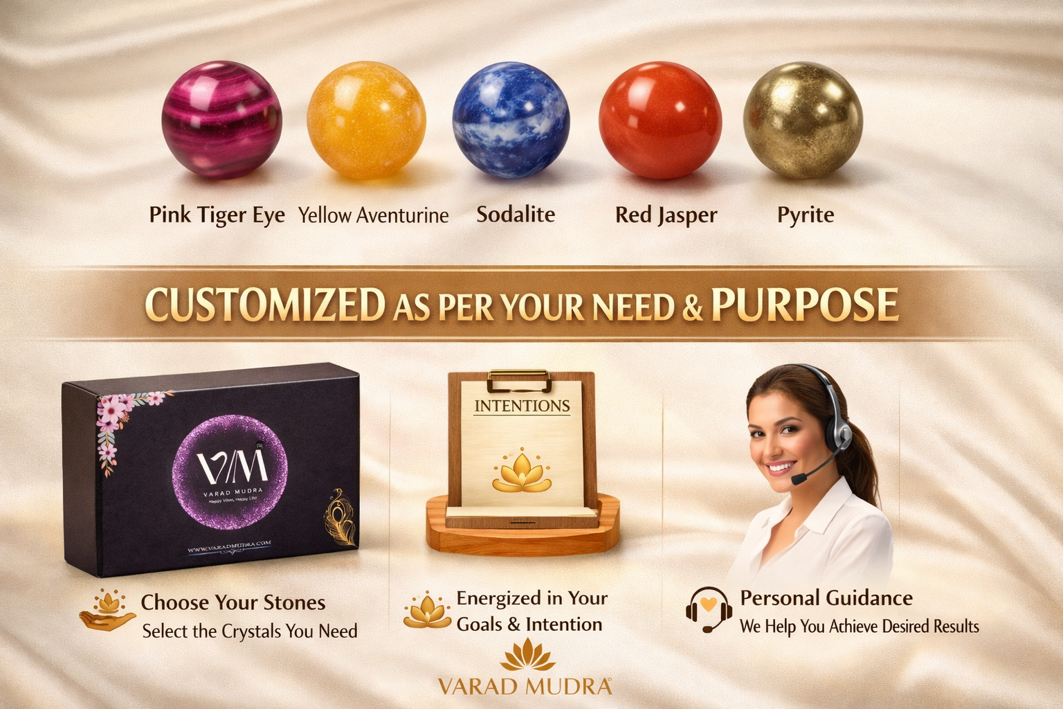 Custom Crystal Bracelet Combo (5 Stones) with Free Selenite Plate - Image 2