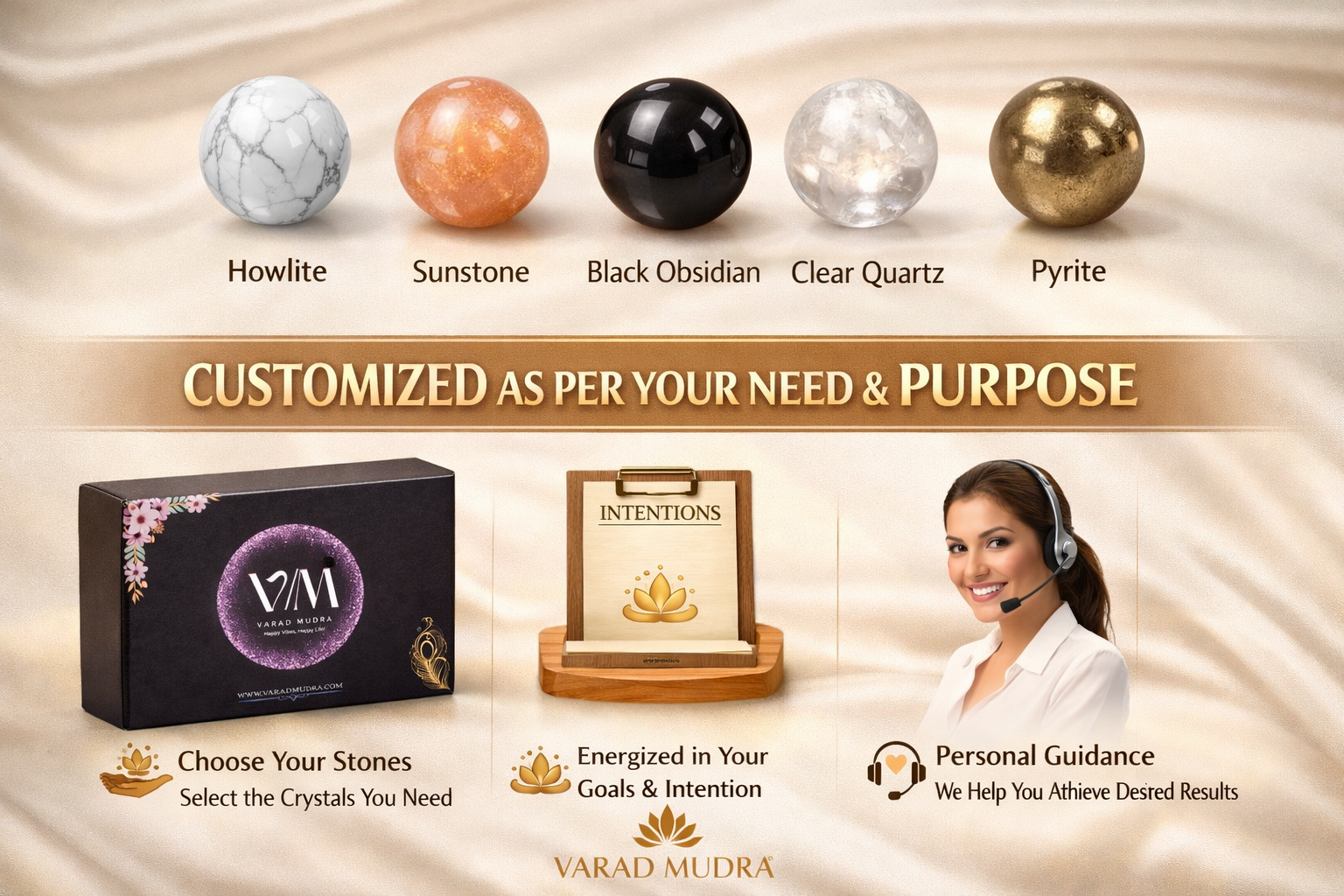 custom 5 crystal bracelet combo with selenite plate