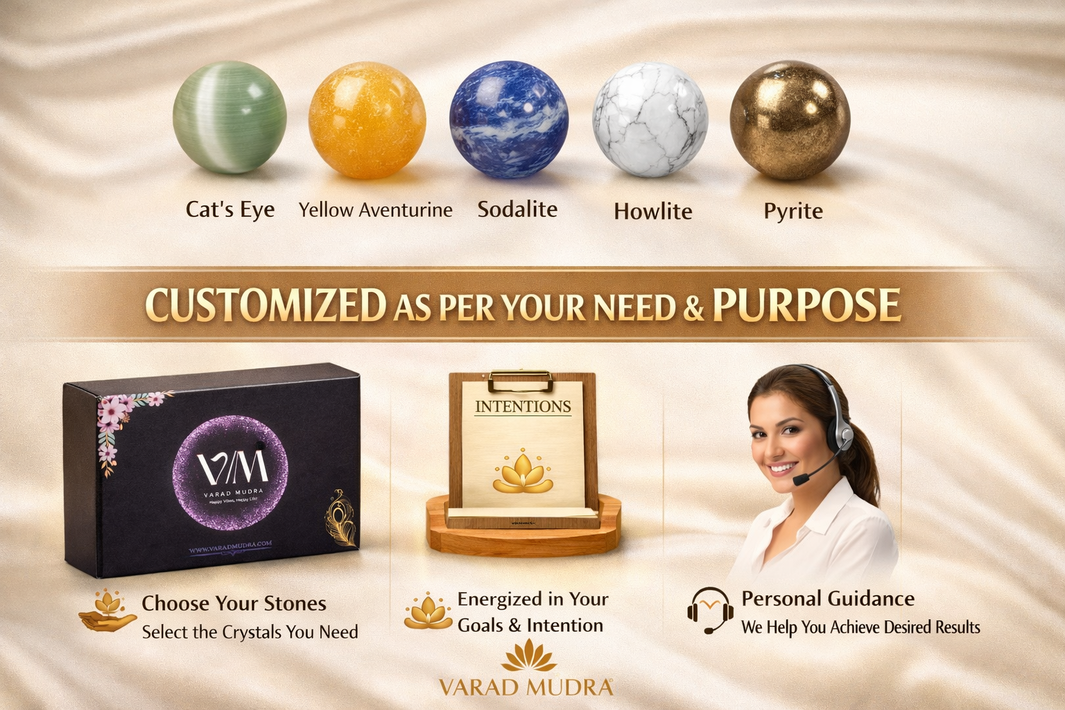 custom crystal bracelet cats eye aventurine sodalite howlite pyrite with selenite plate