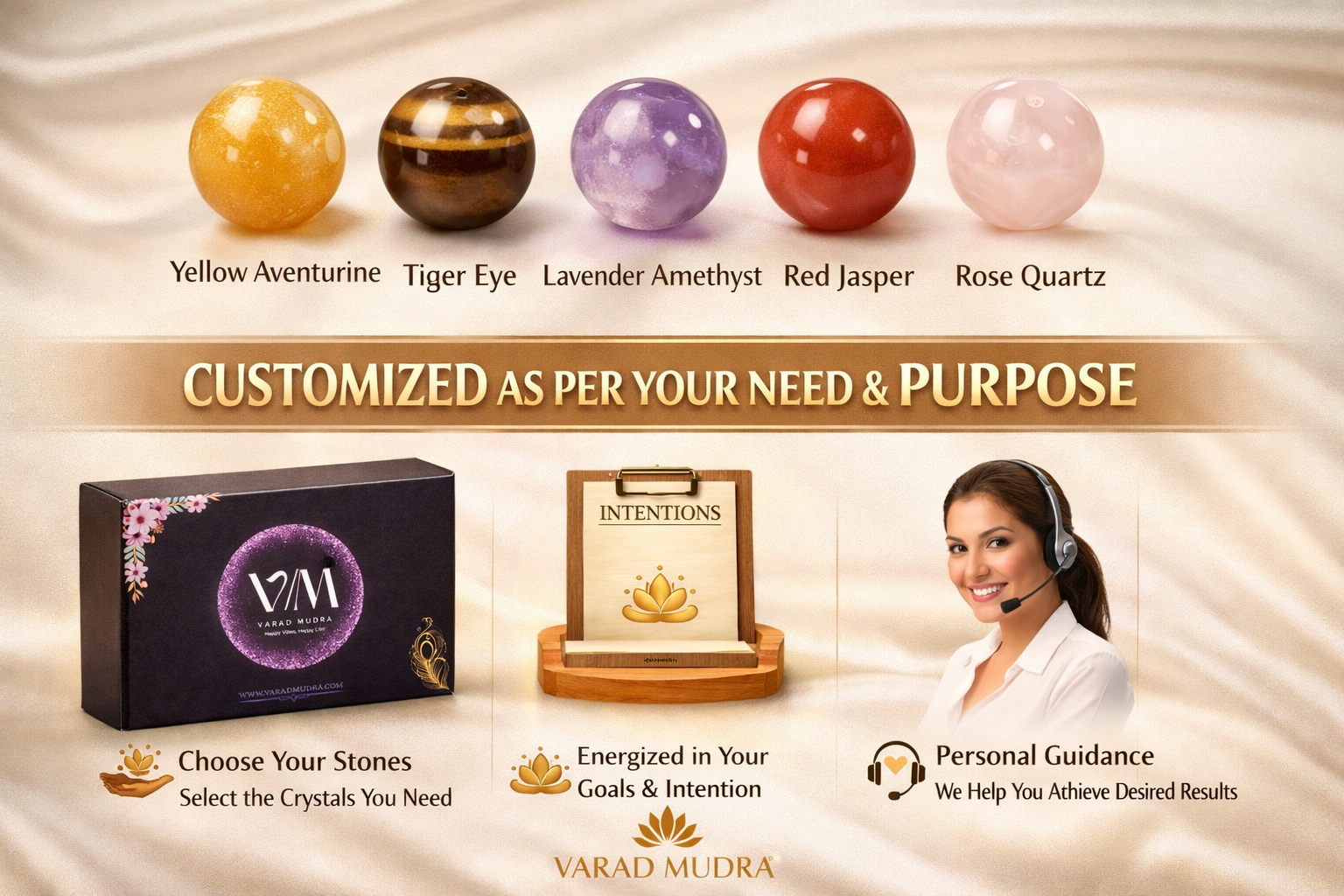 custom crystal bracelet aventurine tiger eye lavender amethyst red jasper rose quartz with selenite plate