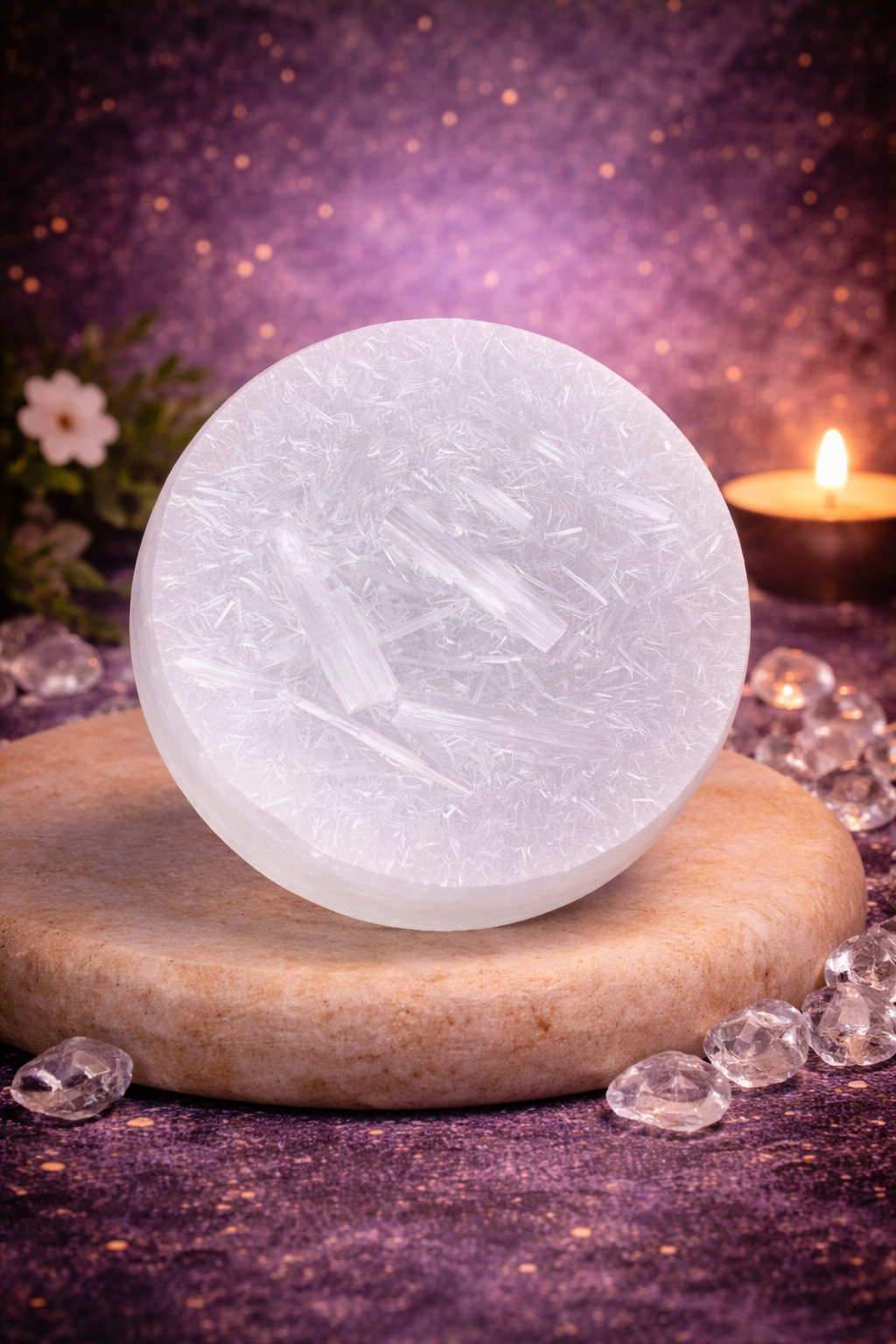 Selenite Charging Plate for crystal cleansing and energy charging