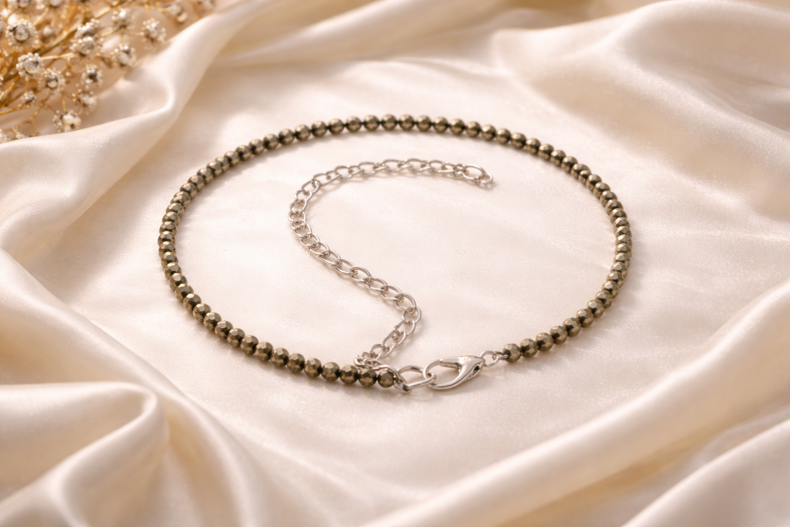 Pyrite Anklet for wealth protection confidence by Varad Mudra