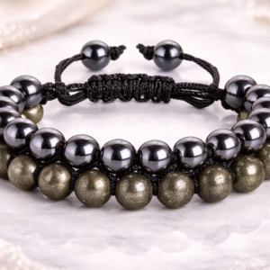 Pyrite Hematite Double Layer Bracelet for wealth protection and grounding