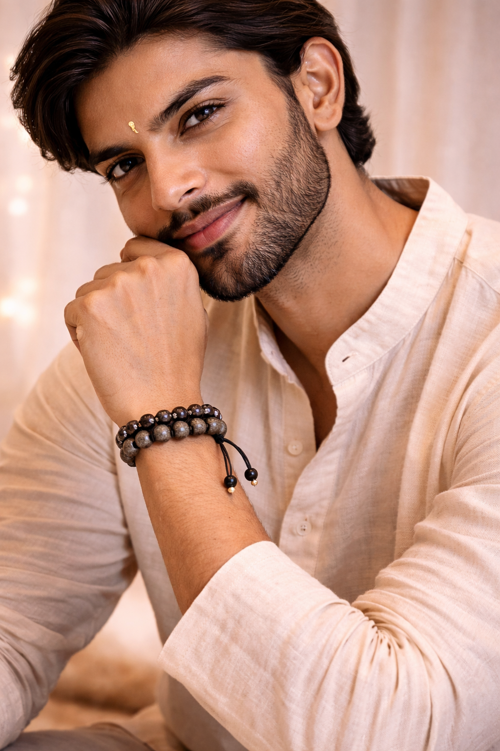 Pyrite Hematite Double Layer Bracelet for wealth protection and grounding