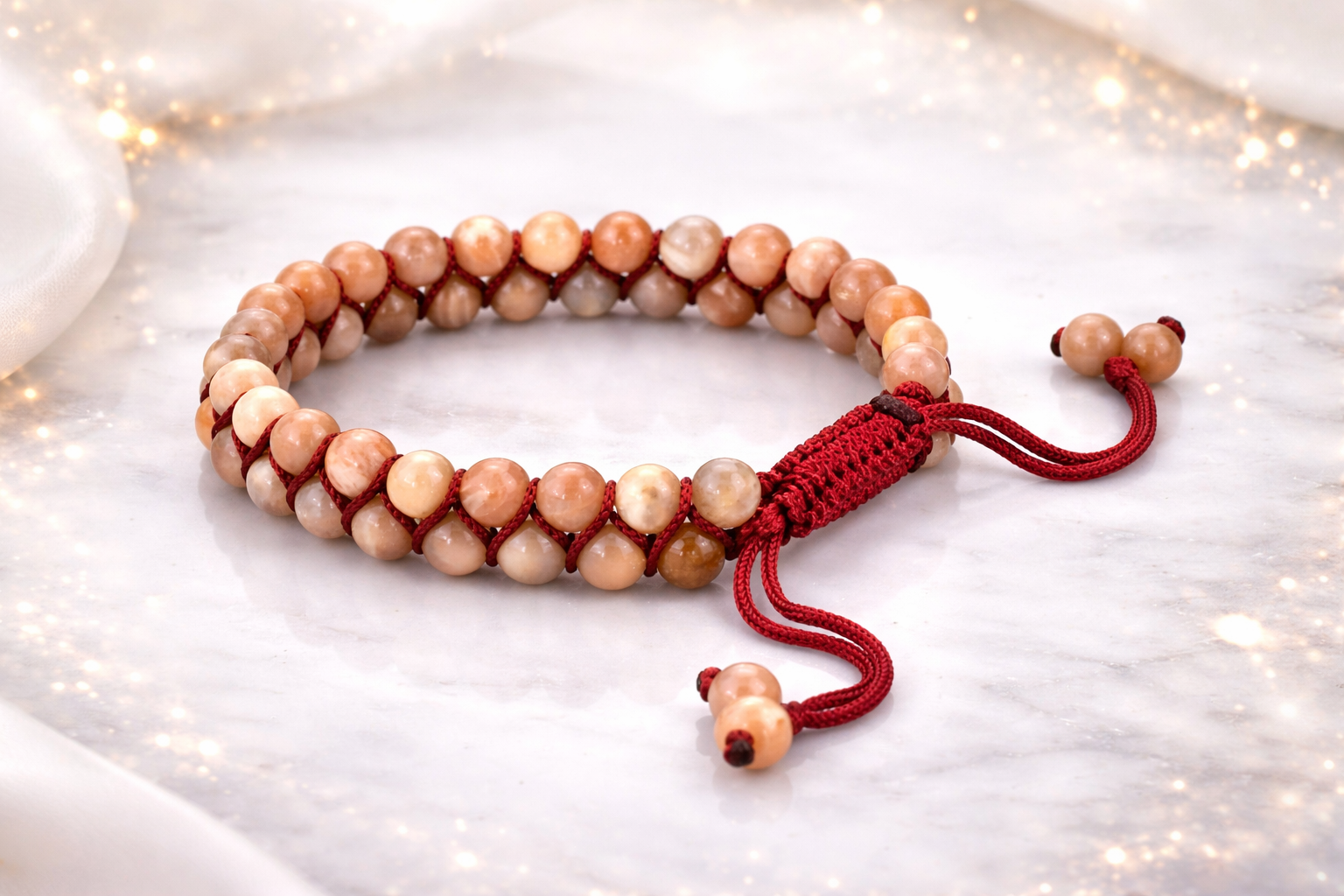 Sunstone Double Layer Thread Adjustable Bracelet for confidence and positivity